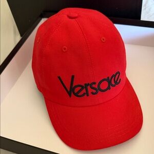 Versace Red Baseball Cap with Black Logo